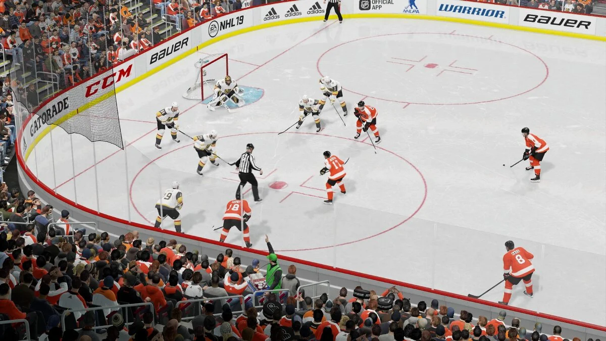 Hockey goalie making a save